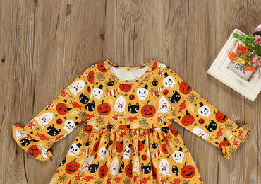 Toddler Kids Baby Girl Halloween Pumpkin Printed